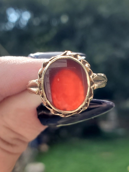 Bda Jewelry - BDA STAMPED 10K GOLD CARNELIAN VINTAGE HEIRLOOM RING SIZE 6